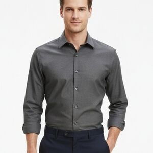 Men's Calvin Klein Charcol Gray Button Down Shirt Slim Fit Size 16 32/33